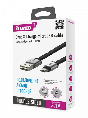Кабель micro USB 1м 2.1А Olmio